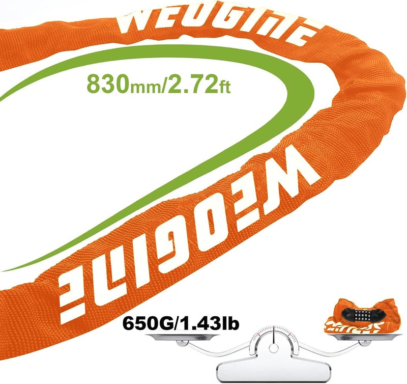 Weogine Bike Lock with Numbers and high Security Level, Bike Chain Lock, Bicycle Locks, 5 Digit Combination Lock for Bike, Bicycle, Scooter, Motorcycle, Door, Gate, Fence - Image 5
